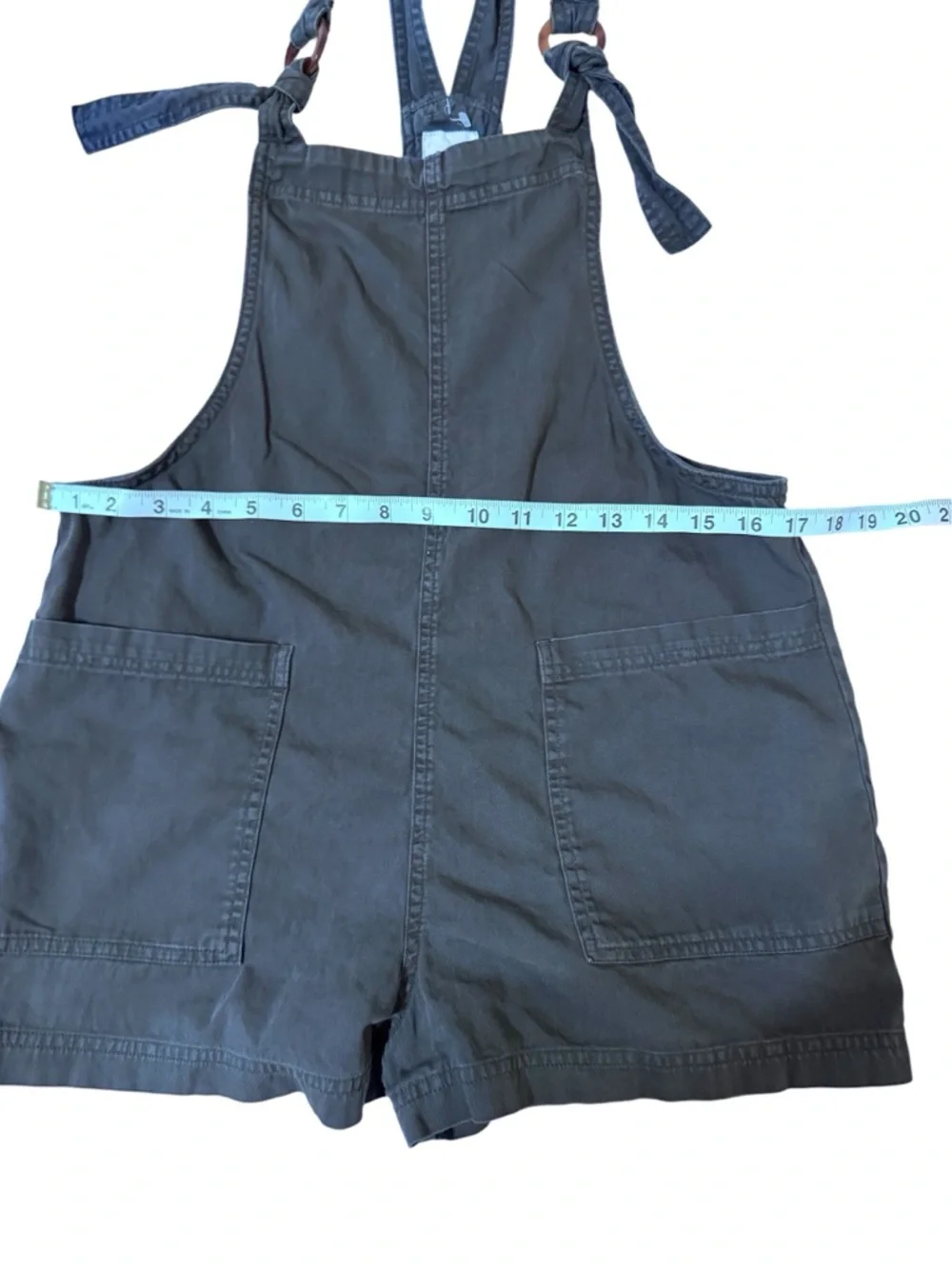 aerie Black Grey Denim Short Overalls - Picture 4 of 8